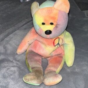 Ty Multicolor Peace Bear Stuffed Animal